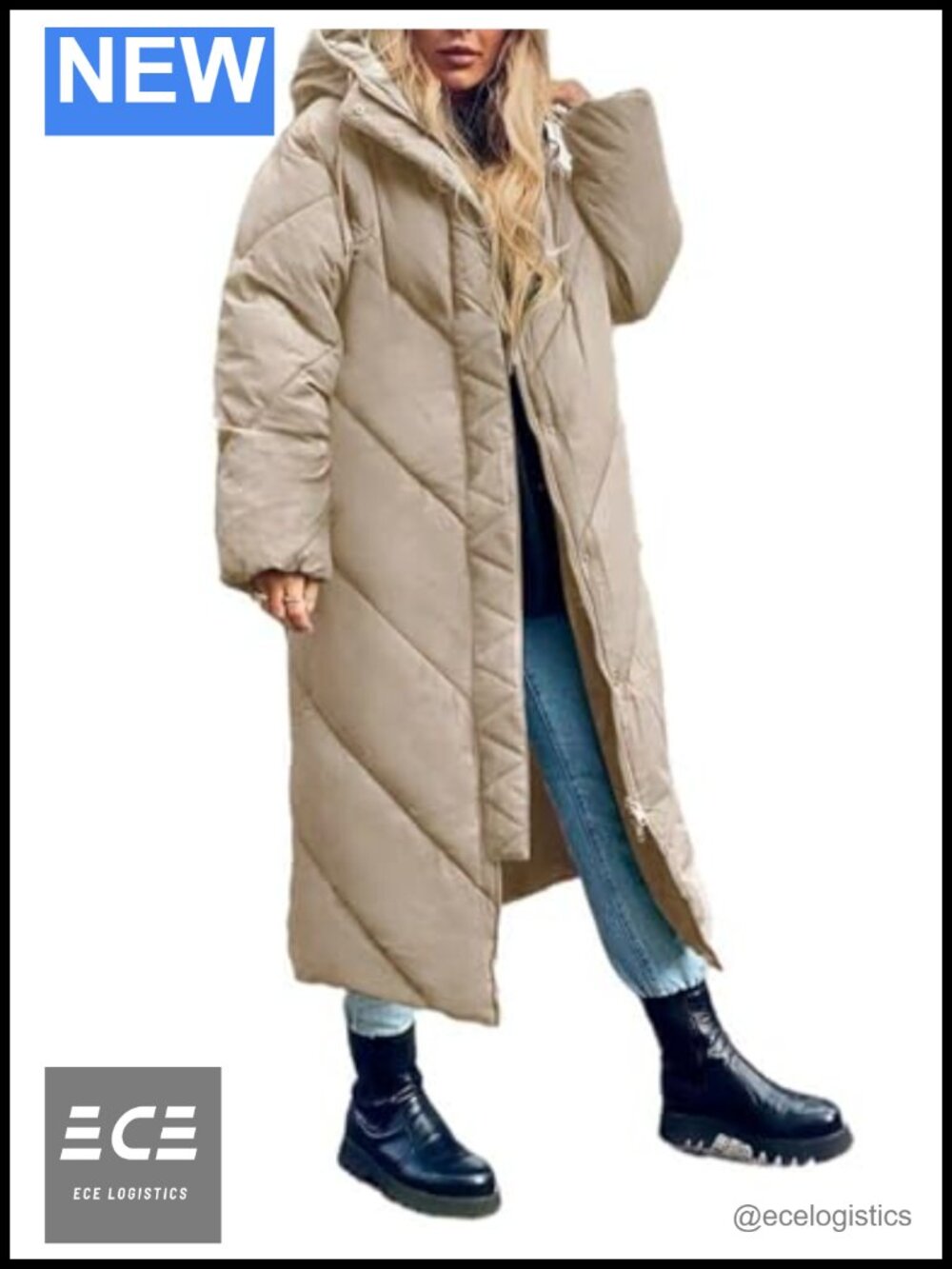Women's Long Puffer Coat Hooded Quilted Parka Maxi Winter Jacket